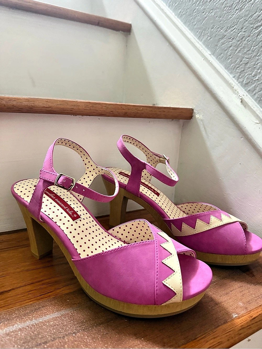 Pink & White Platform Sandals by B.A.I.T footwear